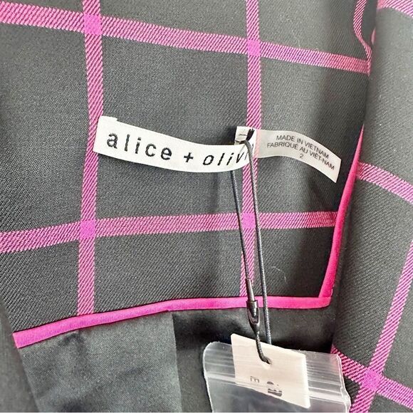 Alice & Olivia Pink Black Window Pane Mya Blazer Jacket Work Office Career 2 - Picture 4 of 8